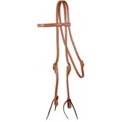 Western Rawhide 3/4" Browband Headstall With Ties - Harness Leather
