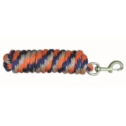 Western Rawhide 10' Poly Lead W/Brass Plated Snap - Navy/Tan/Orange