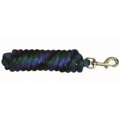 Western Rawhide 10' Poly Lead W/Brass Plated Snap - Blue/Black/Green