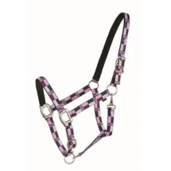 Western Rawhide Country Legend Nubuck Padded Halter - Navy/Pink/Burgundy