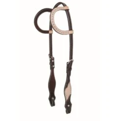 Western Rawhide Country Legend Rough Out And Buckstitch Two Ear Headstall - Turquoise