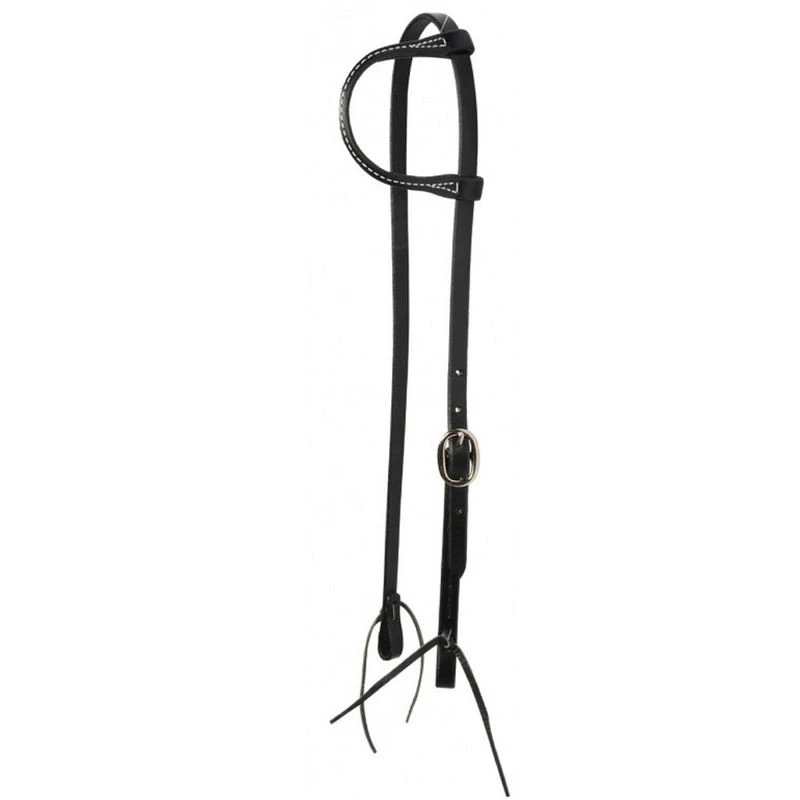 Western Rawhide One Ear 5/8" Headstall With Ties - Black