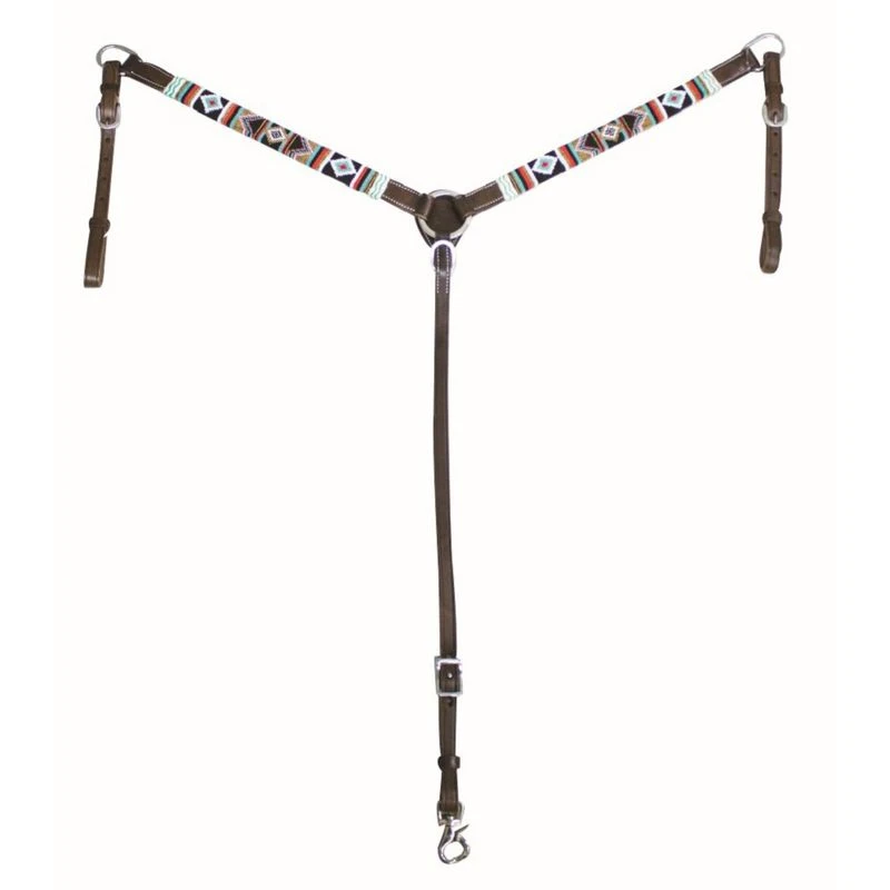 Western Rawhide Country Legend Cherokee Bead Breastcollar - Black/Red/Turquoise