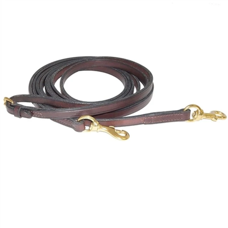 Nunn Finer Leather Draw Reins W/Snaps - Havana