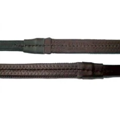 Nunn Finer Buckle End Large Pimple Rubber Reins - Havana/Brass