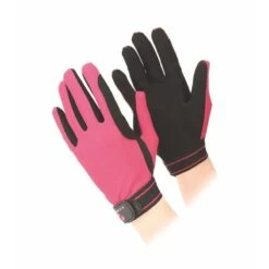 Shires Aubrion Mesh Riding Gloves - Raspberry