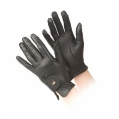 Shires Aubrion Kids' Leather Riding Gloves - Black