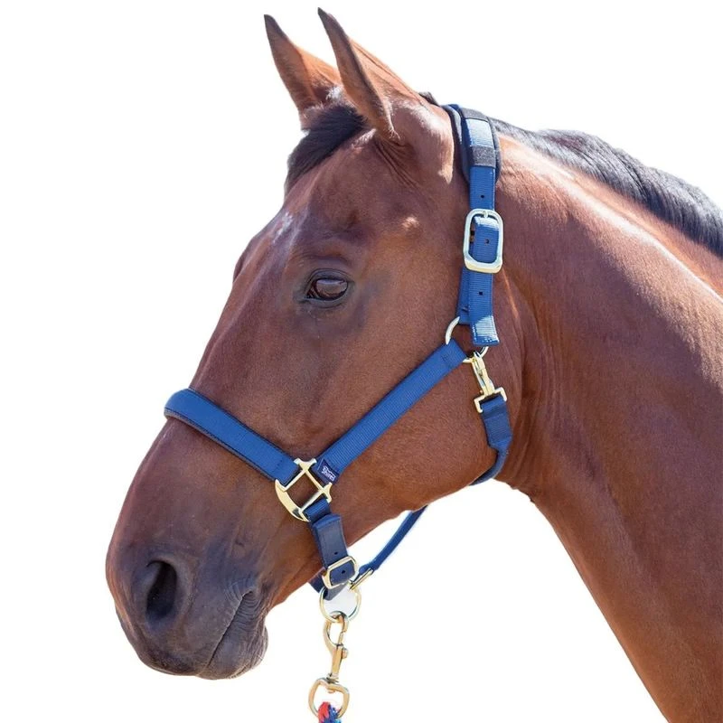 Shires Topaz Leather Breakaway Nylon Halter - Navy