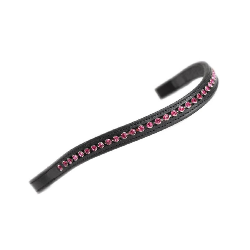 Shires Aviemore Large Diamante Browband - Black/Pink