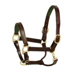 Harmohn Kraft Fancy Stitch Padded Halter - Oakbark/Green