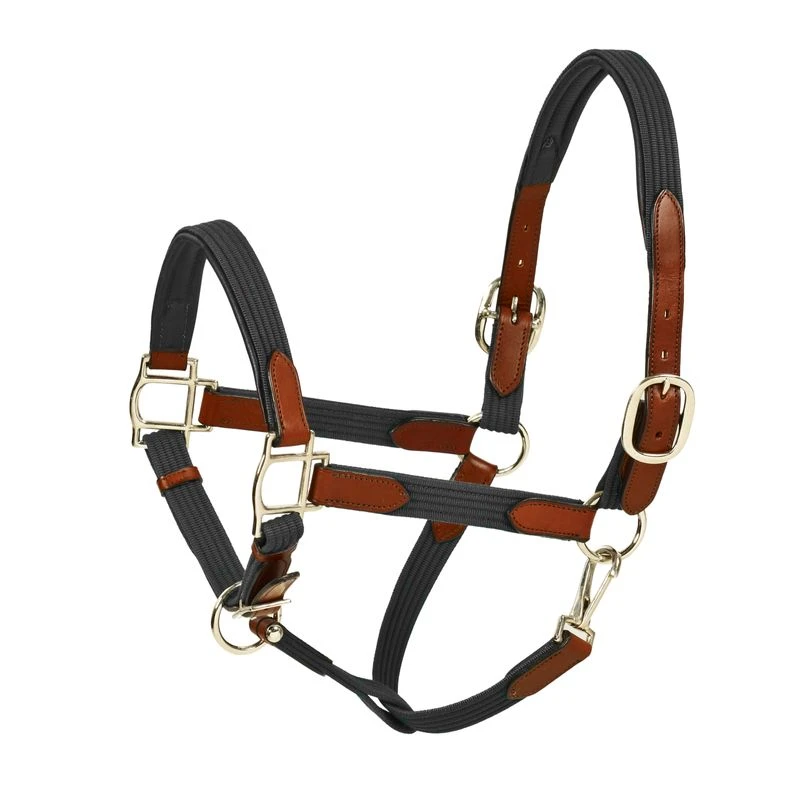 Harmohn Kraft Padded Web/Leather Halter W/Snap - Black/Australian Nut