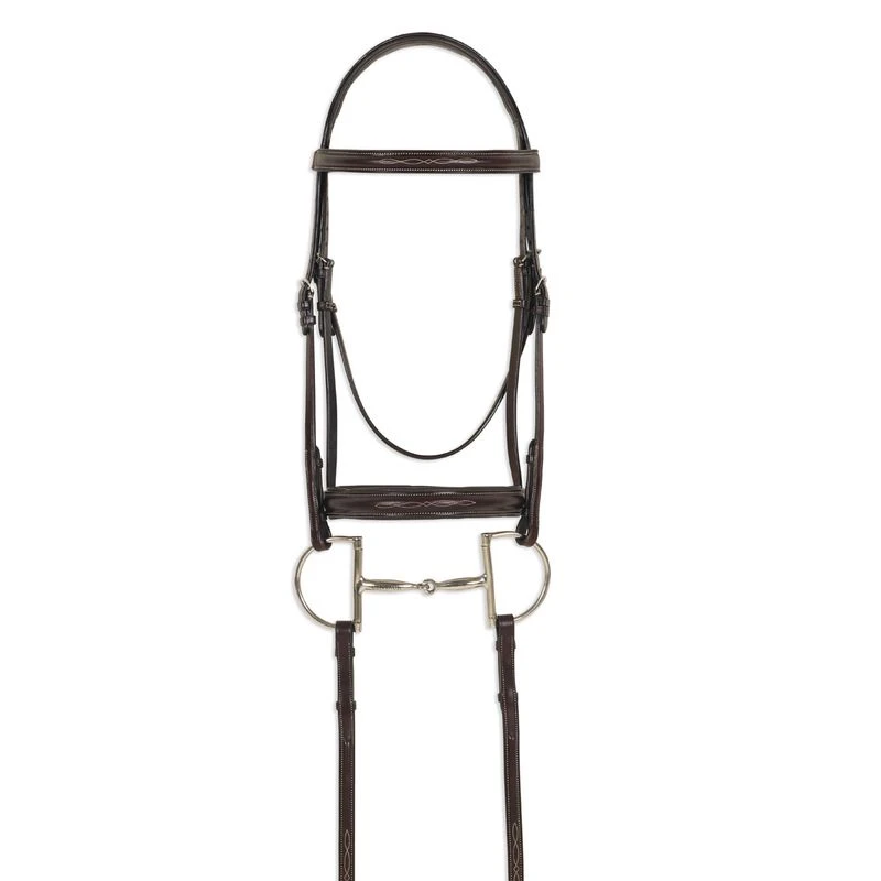 Ovation ATS Fancy Raised Wide Noseband Bridle - Dark Brown - Image 2
