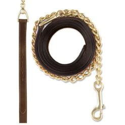 Ovation Elite Fancy Stitched Lead W/Solid Brass Chain - Dark Brown