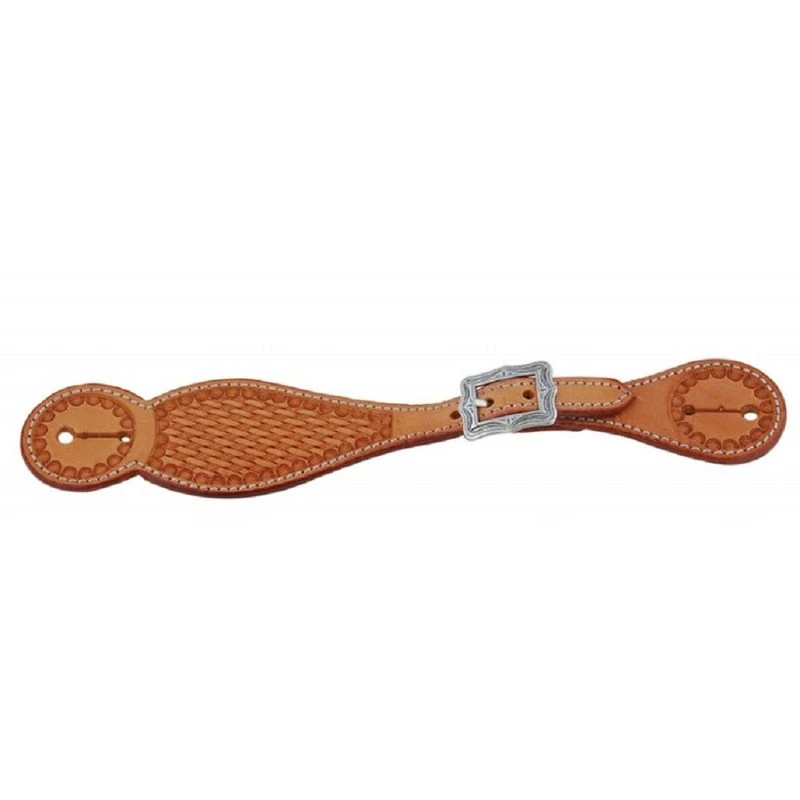 Western Rawhide Country Legend Spur Straps With Border - Golden Tan