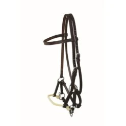 Western Rawhide Jim Taylor Leather Browband One Rope Side Pull - Dark Brown