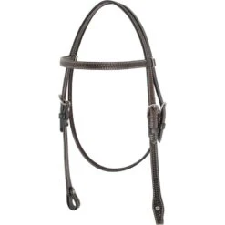 Western Rawhide Country Legend Browband Headstallwith Basket Tooling - Dark Brown