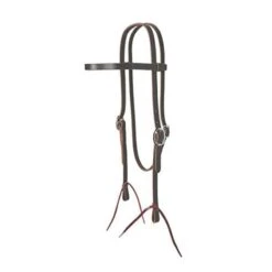 Western Rawhide Harness Leather 5/8" Browband Headstall With Ties - Dark Brown