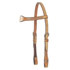 Western Rawhide Dee Butterfield Short Cheek Browband Headstall With Dots - Golden Tan