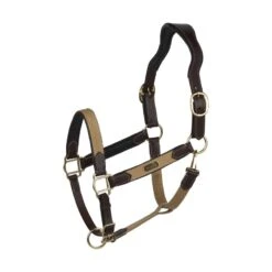 Horze Easton Leather Halter - Beige/Dark Brown