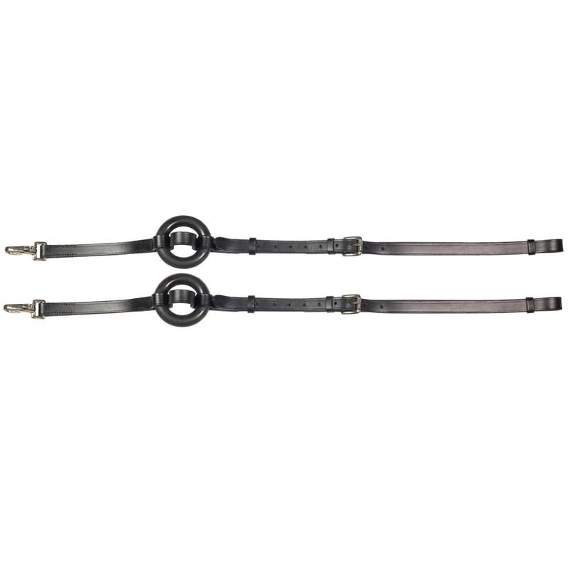 Horze Leather Side Reins W/Rubber Donuts - Black