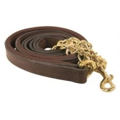 Perri's Padded Leather Lead W/Chain - Havana/Brown/Brass