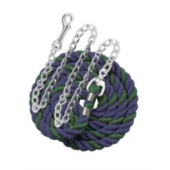 Perri's 1/2" Cotton MulitColor Lead W/Chain - Navy/Hunter Green