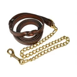 Perri's Twisted Leather Lead W/Chain - Havana/Brass