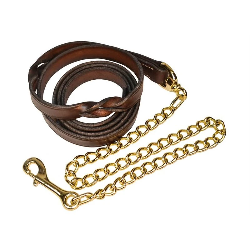 Perri's Twisted Leather Lead W/Chain - Havana/Brass