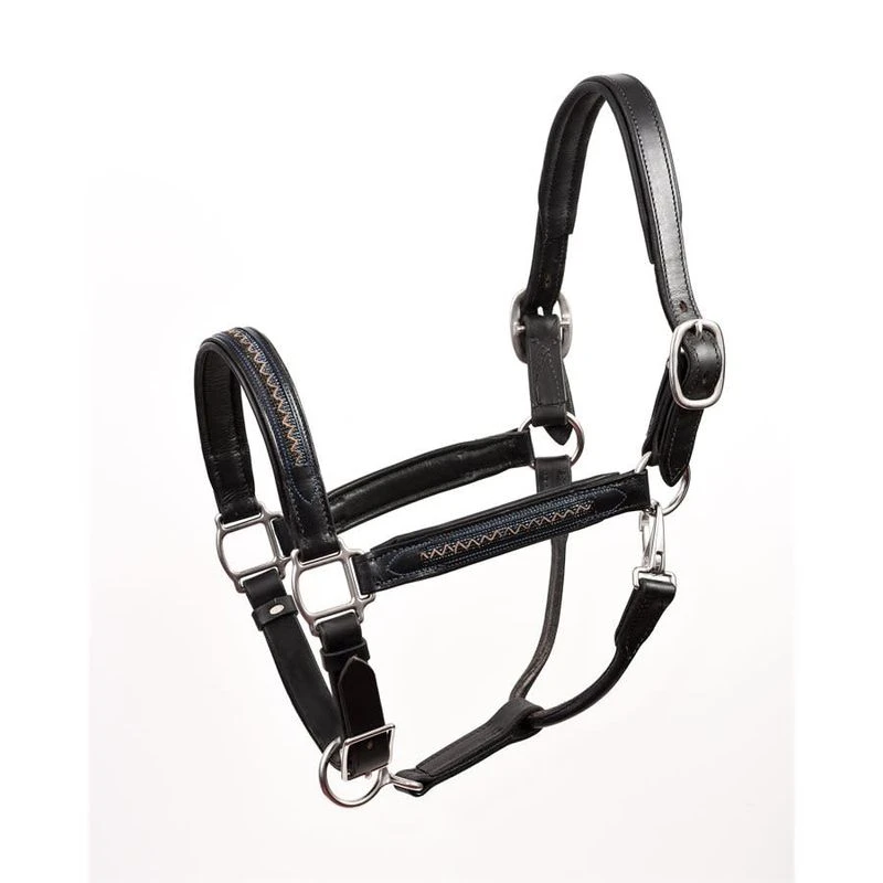 Perri's Chevron Bling Padded Leather Halter - Black