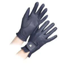 Shires Aubrion Leather Riding Gloves - Navy