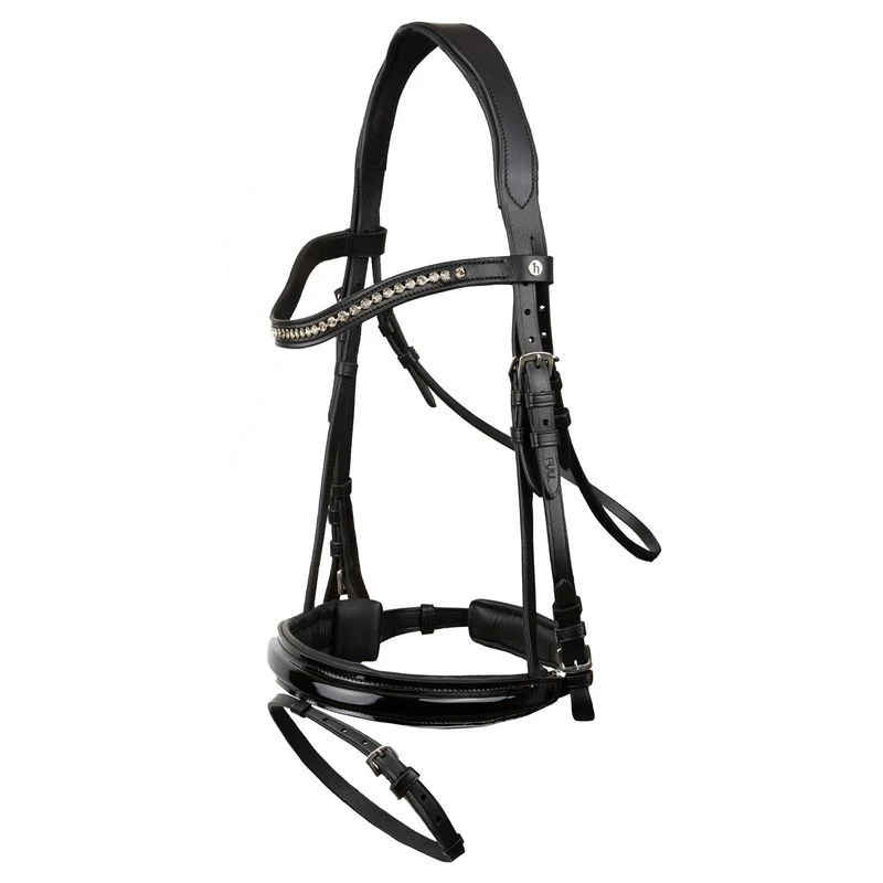 Horze Classic Dressage Ergonomic Bridle W/Curved Browband - Black/Black
