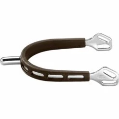 Herm Sprenger 25mm Rounded Neck Ultra Fit Extra Grip Spurs - Stainless Steel/Brown Grip