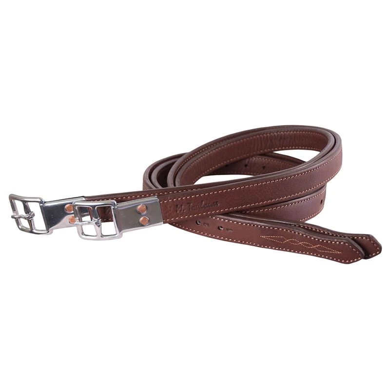 M. Toulouse Platinum Double Leather Stirrup Leathers - Chocolate/Cognac