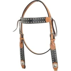 Western Rawhide Country Legend Elephant Sunspot Browband Headstall - Golden