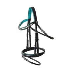 Horze Magical Carousel Pony Bridle W/Crystal Curved Noseband - Green Blue Slate